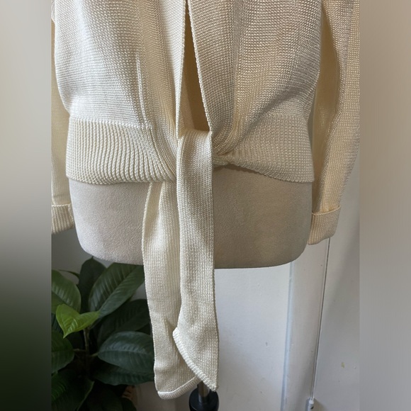 FIA ITALIA women's cardigan ivory, bow at waist SIZE M - Picture 7 of 17